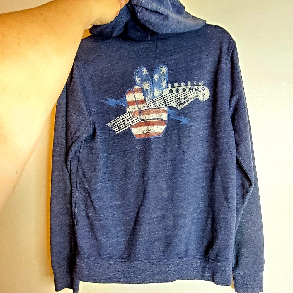 Fender & Lucky brand zip front hoodie in blue S - Picture 6 of 7
